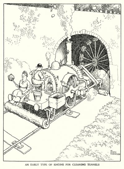 Illustration für Railway Ribaldry von W Heath Robinson (Lithografie) von William Heath Robinson