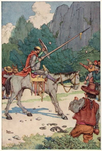 Illustration für Die Abenteuer des Don Quijote (Farblithografie) von William Heath Robinson