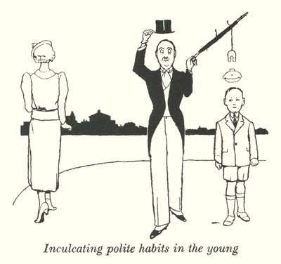 Höfliche Gewohnheiten bei den Jungen einprägen (Litho) von William Heath Robinson