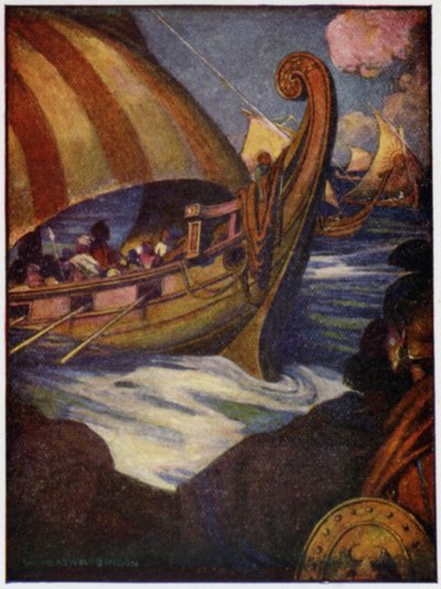Viele waren die Helden, die aus Griechenland segelten (Farblithografie) von William Heath Robinson