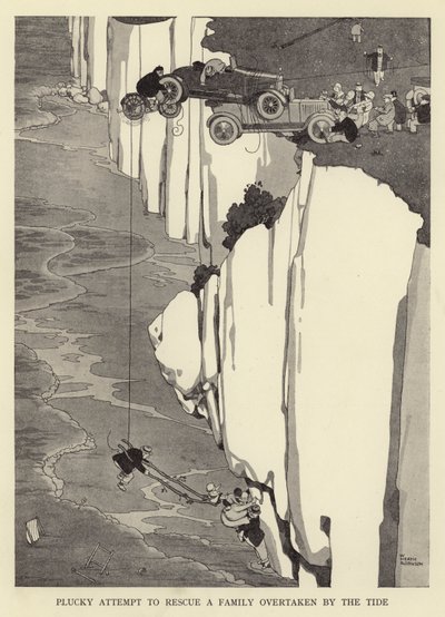 Mutiger Versuch, eine von der Flut überholte Familie zu retten von William Heath Robinson