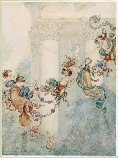 Puck: Sie hatte nie einen so süßen Wechselbalg, aus Ein Sommernachtstraum, veröffentlicht 1914 von William Heath Robinson