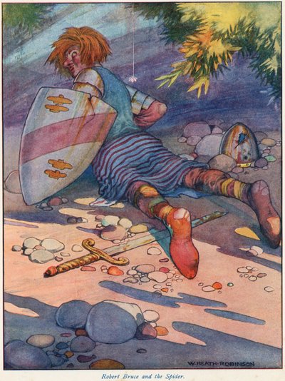 Robert Bruce und die Spinne von William Heath Robinson