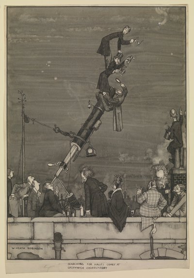 Auf der Suche nach dem Halleyschen Kometen am Greenwich-Observatorium von William Heath Robinson