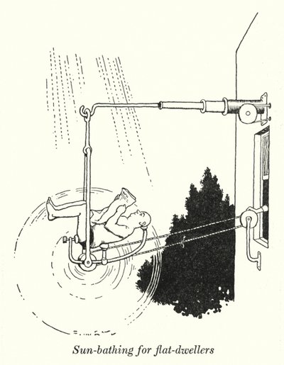 Sonnenbaden für Wohnungsbewohner von William Heath Robinson
