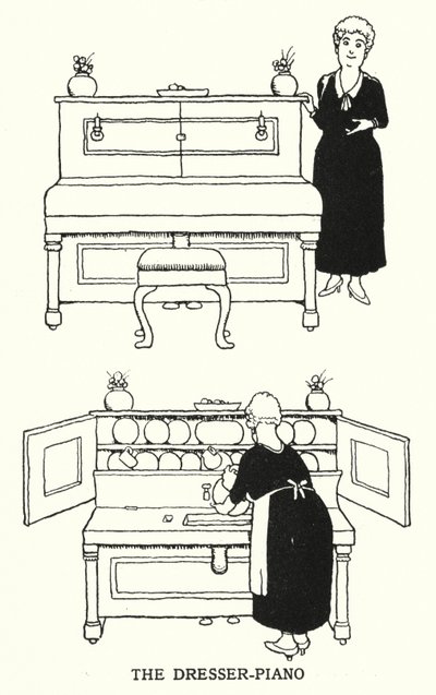 Das Dresser-Piano (Lithografie) von William Heath Robinson