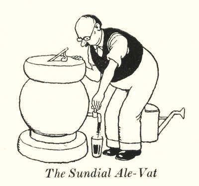 Die Sonnenuhr-Bierfass von William Heath Robinson