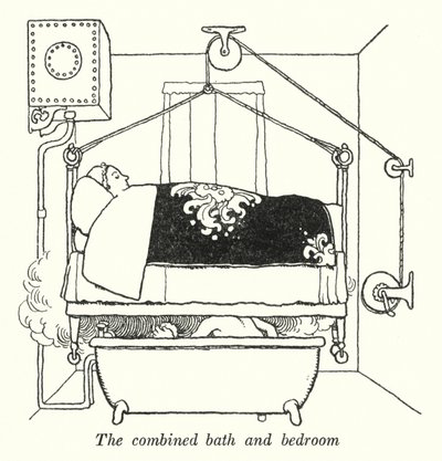 Das kombinierte Bad und Schlafzimmer von William Heath Robinson