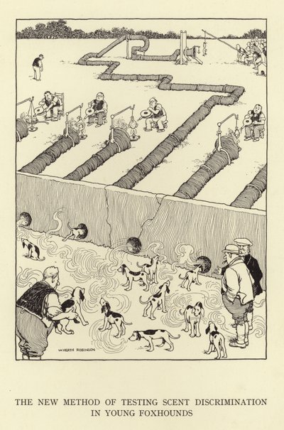 Die neue Methode zur Prüfung der Duftunterscheidung bei jungen Foxhounds von William Heath Robinson