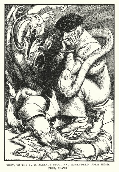 Sie formen Kopf, Füße, Klauen zu den bereits gezeugten und gezeugten Anzügen von William Heath Robinson