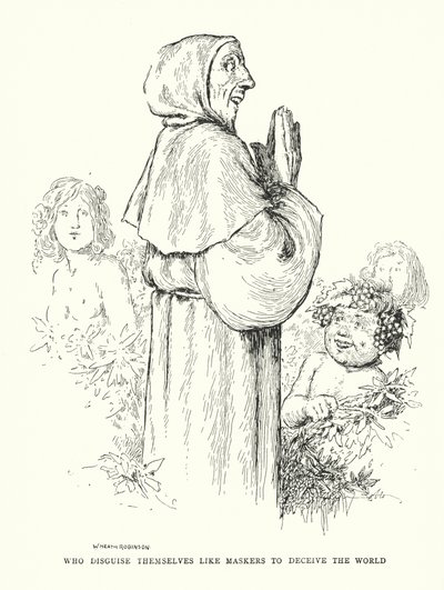 Die sich wie Maskierte verkleiden, um die Welt zu täuschen von William Heath Robinson