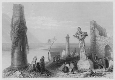 Altes Kreuz, Clonmacnoise von William Henry (after) Bartlett