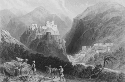 Schloss in Mount Amana, nahe dem Khan Karamont von William Henry Bartlett
