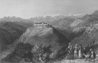 Djouni, oder der Turm des Libanon, einst die Residenz von Lady Hester Stanhope von William Henry Bartlett