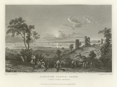 Hadleigh Castle, Essex, Blick Richtung Sheerness von William Henry Bartlett