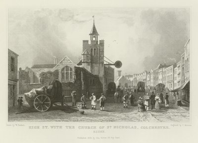 High Street mit der Kirche St. Nicholas, Colchester, Essex von William Henry Bartlett