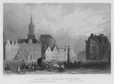 Marktplatz, Furnes (Stich) von William Henry Bartlett