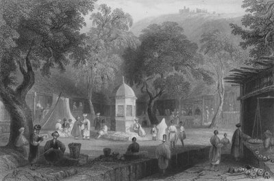 Marktszene und Brunnen, Antiochia von William Henry Bartlett