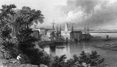 Mistley Quay, nahe Harwich, Essex, graviert von John Rogers, 1832 von William Henry Bartlett