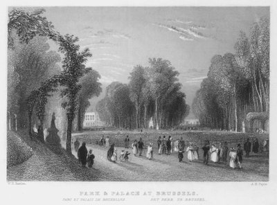 Park und Palast in Brüssel (Stich) von William Henry Bartlett