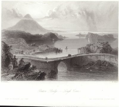 Pontoon-Brücke auf Lough Conn von William Henry Bartlett