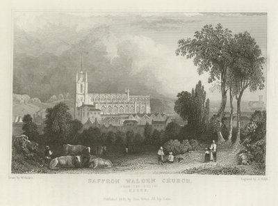 Saffron Walden Kirche, von Süden, Essex von William Henry Bartlett
