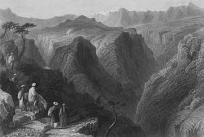 Szene im Libanongebirge, über dem Tal von Kadesha oder Heiliges Tal von William Henry Bartlett