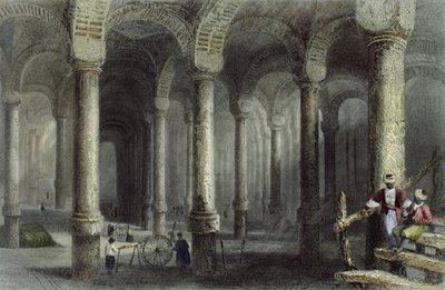 Die Zisterne von Bin-Veber-Direg oder Die Tausend und Eine, Istanbul, graviert von J. Carter, ca. 1850 (Aquatinta) von William Henry Bartlett