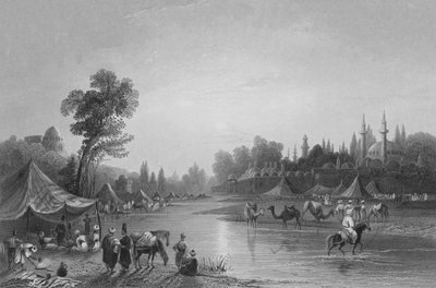 Der Fluss Barrada, der antike Pharpar, ein Fluss von Damaskus von William Henry Bartlett