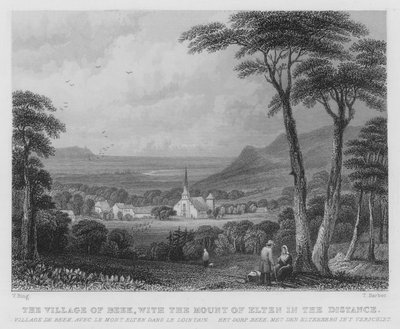 Das Dorf Beek, mit dem Berg Elten in der Ferne (Stich) von William Henry Bartlett