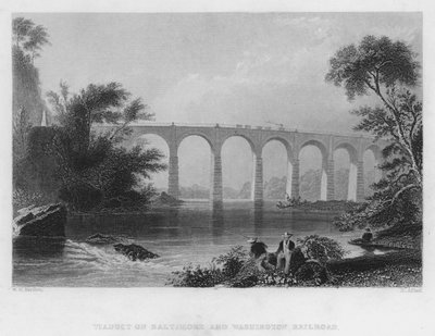Viadukt der Baltimore und Washington Eisenbahn (Stich) von William Henry Bartlett