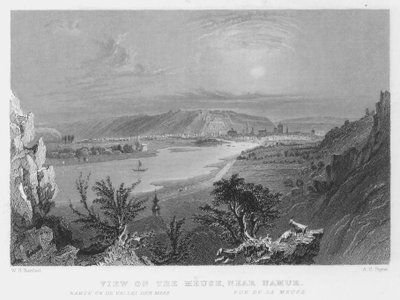 Ansicht an der Maas, in der Nähe von Namur (Stich) von William Henry Bartlett