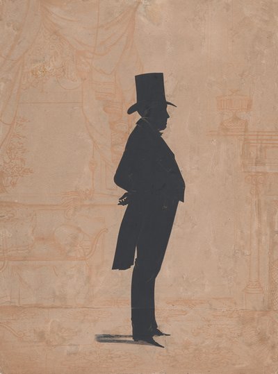 Silhouette eines unbekannten Mannes mit Zylinder und Frack von William Henry Brown