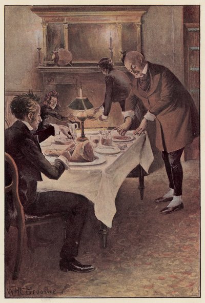 Traddles schnitt das Hammelfleisch in Scheiben von William Henry Charles Groome