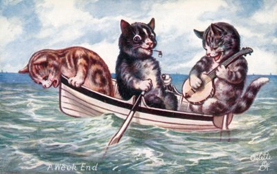 Humorvolle Katzenpostkarte von William Henry Ellam