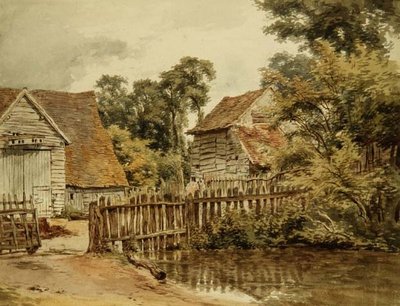 Bauernhof mit Teich von William Henry Hunt
