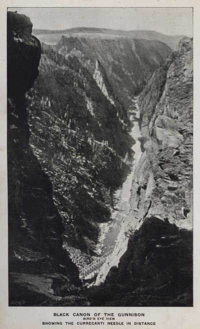 Canyons von Colorado: Schwarzer Canon des Gunnison, Vogelperspektive, zeigt die Currecanti-Nadel in der Ferne von William Henry Jackson