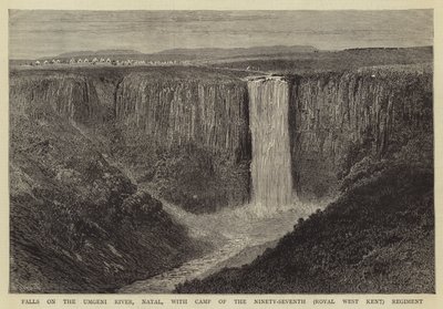 Wasserfälle am Umgeni-Fluss, Natal, mit Lager des 97. (Royal West Kent) Regiments von William Henry James Boot