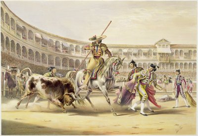 Stier, der einen Picador angreift, 1865 von William Henry Lake Price
