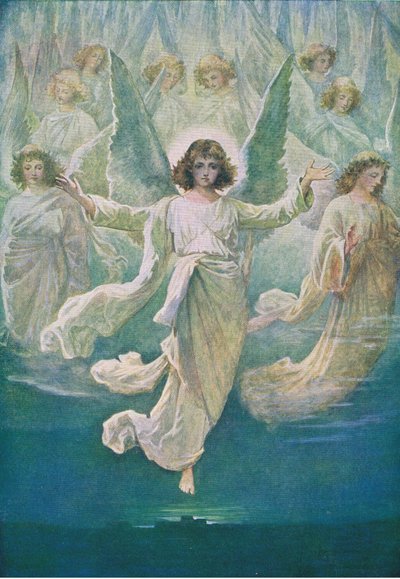Der Engelchor, aus Das Bibelbilderbuch, veröffentlicht von Thomas Nelson, ca. 1950 von William Henry Margetson