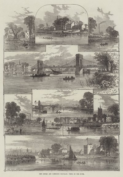 Das Oxford und Cambridge Bootsrennen, Ansichten auf dem Fluss von William Henry Pike