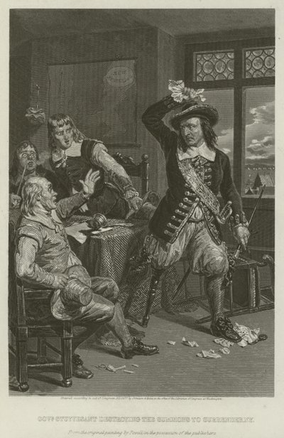 Gouverneur Stuyvesant zerstört die Aufforderung zur Übergabe von New York, 1664 von William Henry Powell