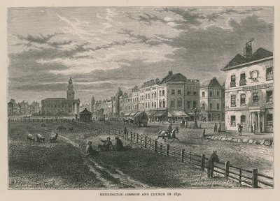 Kennington Common und Kirche im Jahr 1830 von William Henry Prior