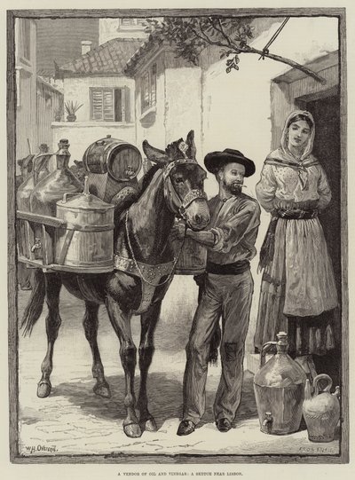 Ein Verkäufer von Öl und Essig, eine Skizze in der Nähe von Lissabon von William Heysham Overend