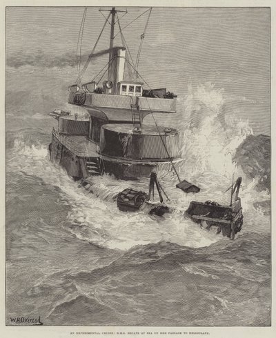 Eine experimentelle Kreuzfahrt, HMS Hecate auf See auf ihrer Passage nach Helgoland von William Heysham Overend