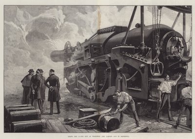 Abfeuern der 111-Tonnen-Kanone in Woolwich von William Heysham Overend