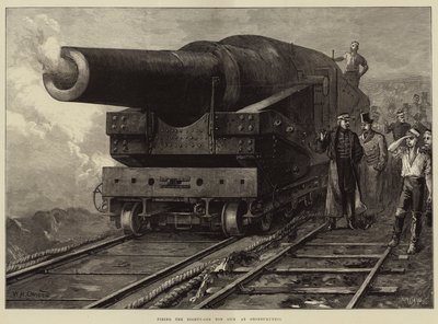 Abfeuern der Achtzig-Ein-Tonnen-Kanone in Shoeburyness von William Heysham Overend