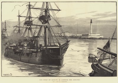 HMS Sultan vor Ras-el-Tin oder Leuchtturmfestung, Alexandria von William Heysham Overend