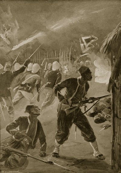 Es war ein Nachtangriff, und der Feind hatte sie im Schlaf überrascht, Illustration aus 