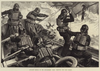 Rettungsbootdienst an der Küste von Lincolnshire, Handrakete werfen von William Heysham Overend